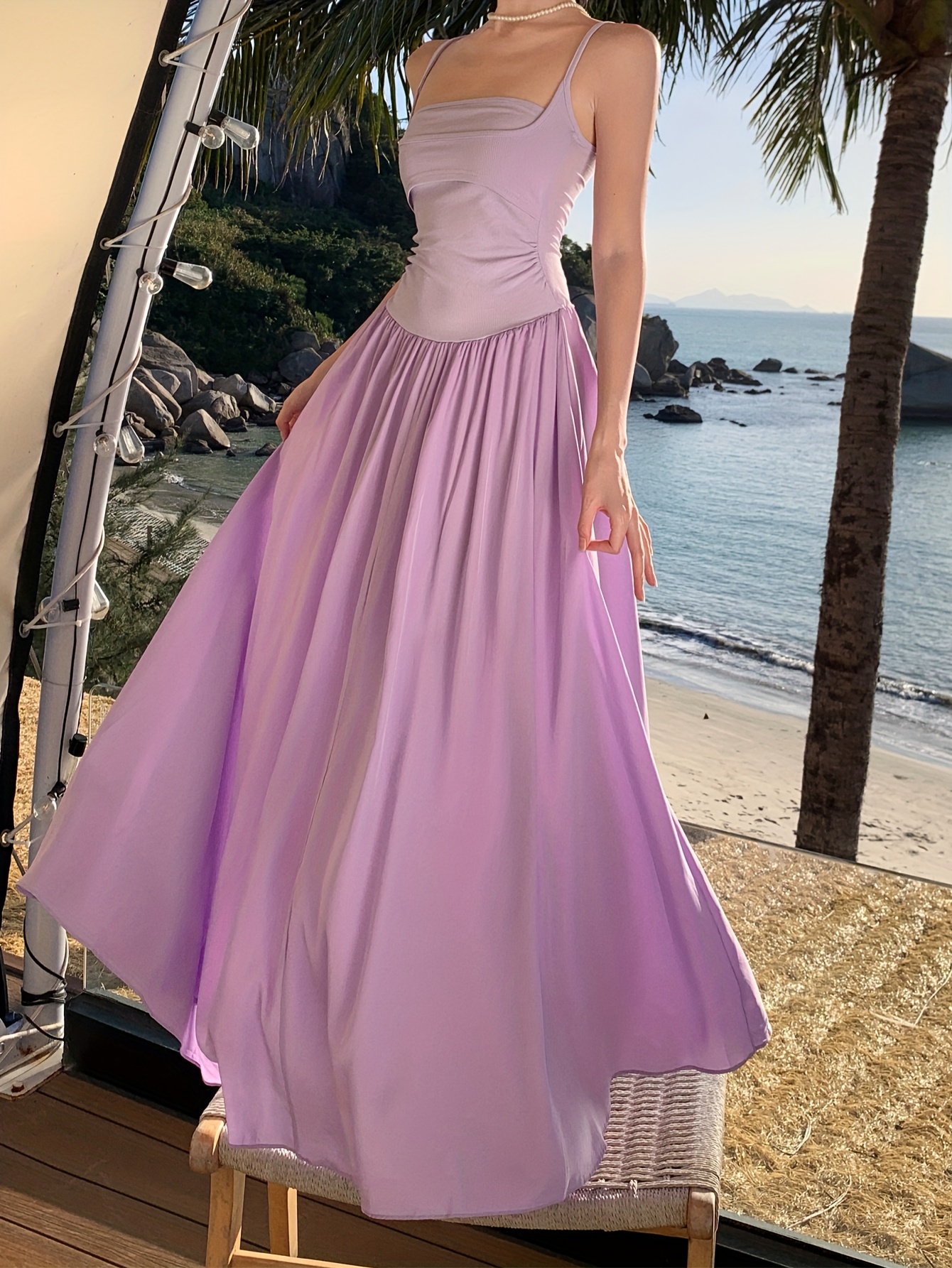 strapless open back dress Smocked Bodice 3/4 Sleeve Dress (Mama) main image 0