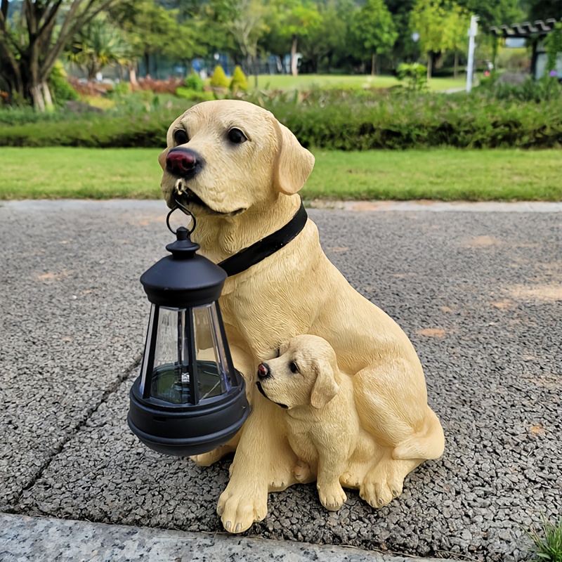 TEMU A Solar-powered Garden Statue Of A Labrador Dog, Featuring Solar Led Decorative Signs And Plaques, Resin Yard Art Dog Ornaments, Creative Dog