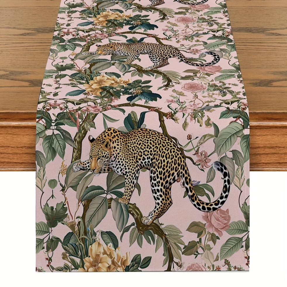 

1pc, Table Runner, Plant Flower Animal Pattern Decorative Table Runner, Colorful Printed Table Runner, Dining Table Decor, Room Decor