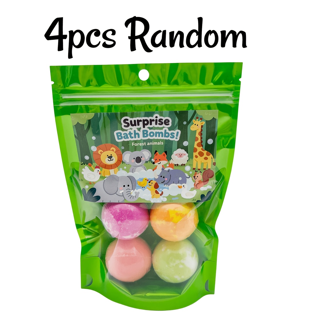 Image of 4pcs With Surprise Forest Animal Toys Inside, Color Changing Bath Set, Random Color Random Toy Inside, Fun Bubble Bath Toys, Cute Animal Theme Gift For, Birthday Party Favor Gift Set