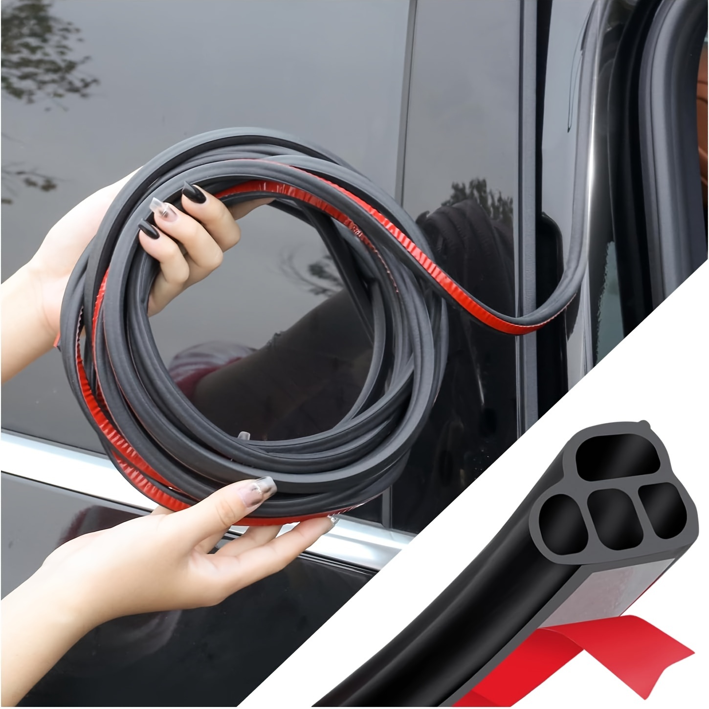 

Jabukosu Premium L-shape Car Door Seal Strip - Double Layer, Easy Install, Weatherproof & Soundproof Rubber For Enhanced Comfort In Cars, Suvs,