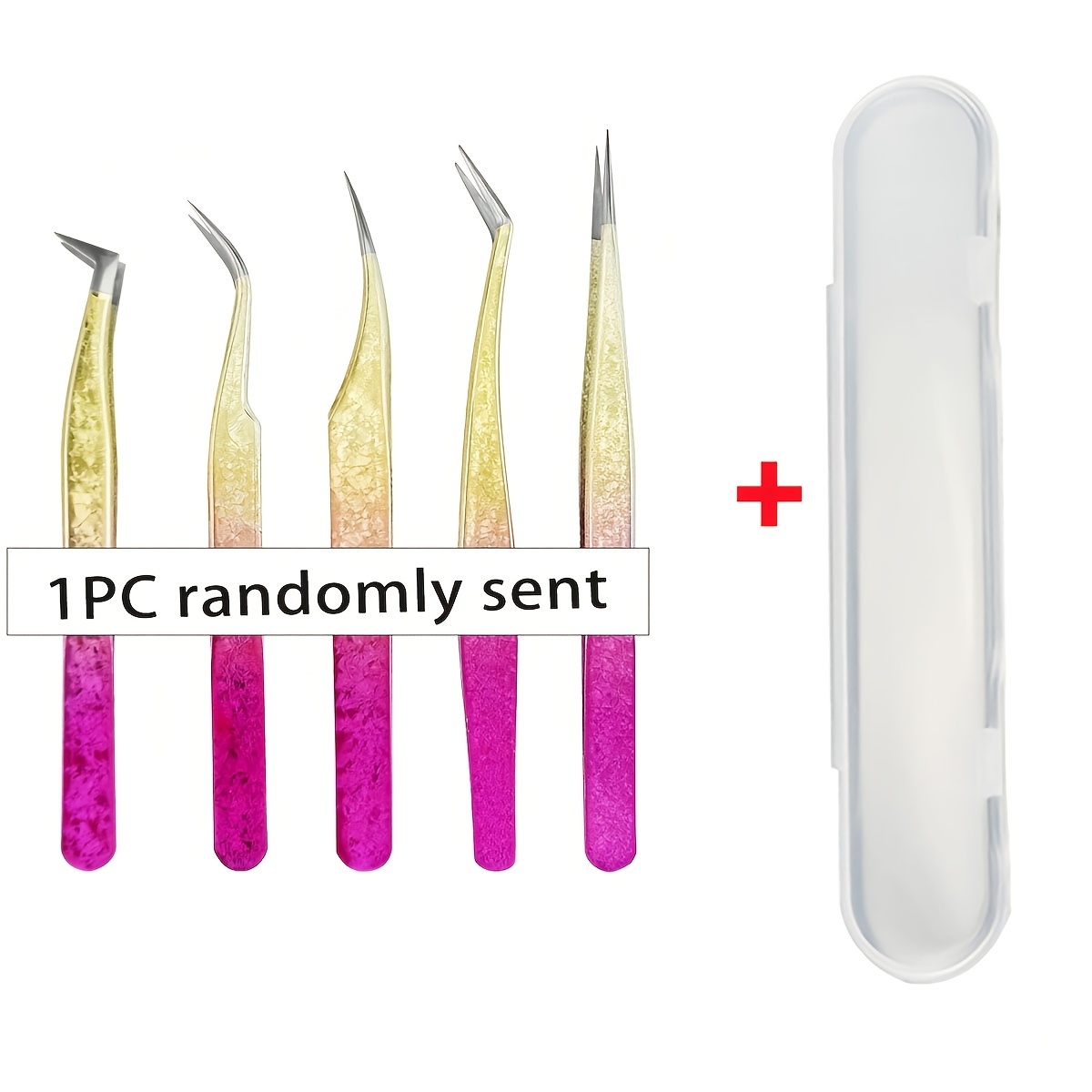 TEMU Pinzas de acero inoxidable para de pestañas, entrega aleatoria de una sola pieza, pinzas curvas, pinzas de para pestañas, pinzas para extensión