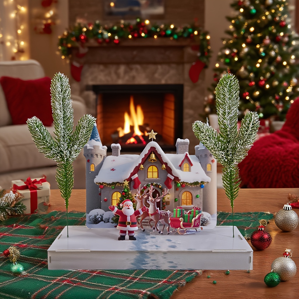 3D Verzamelbare Gebouwen & Accessoires, Kerst Kasteel Montagemodel, Feestelijke Magische Kasteel Decoratie voor Woonkamer of Slaapkamer, Prachtig Feestdagen Geschenk, Kerstdecoratie Nieuwe Items, Miniatuur Item, Kerstdecoratie, Kersthuisdecoratie