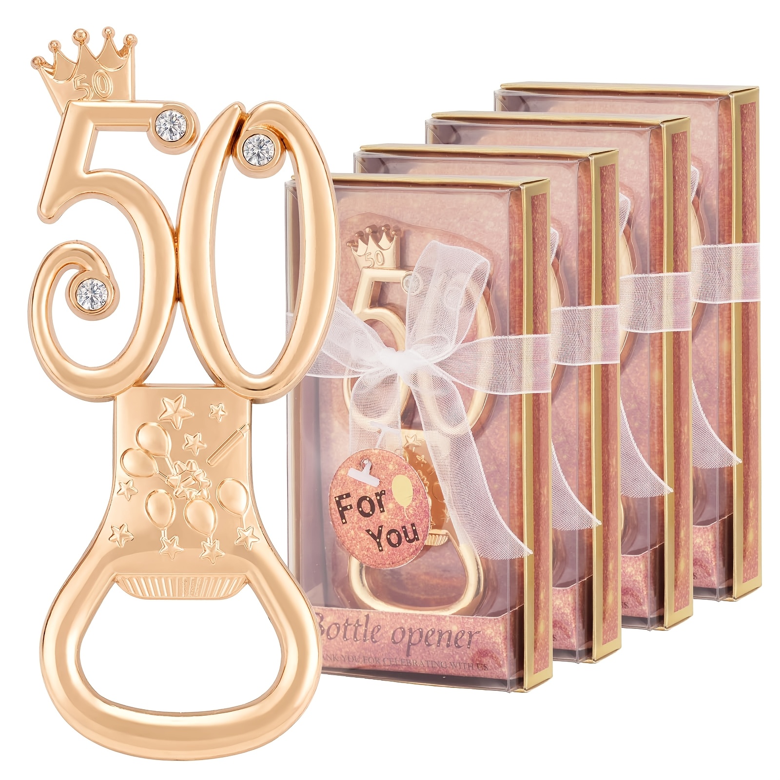 12pcs golden 50 bottle opener party supplies elegant metallic design with floral   accents   50th birthday wedding bridal shower anniversary celebrations ideal gift for guests family   and special occasions celebration accessories elegant party decor metallic   wedding accessories