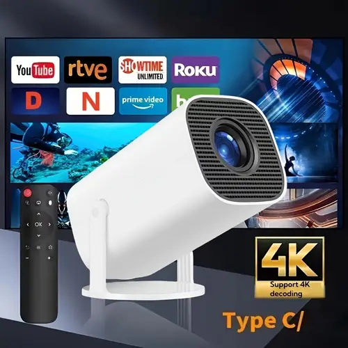 mini support 4k smart projector with wifi 6 bt 5 0 screen adjustment 180 degree rotation home theater video projector built in 11 0 os holiday gift