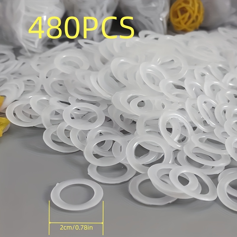 Image of 480pcs White Plastic Crochet Rings Set, Assorted Sizes (0.63in/1.6cm, 0.78in/2cm, 0.98in/2.5cm), Craft O-ring For Knitting And Handmade Bag Additions, Festive Gift Making