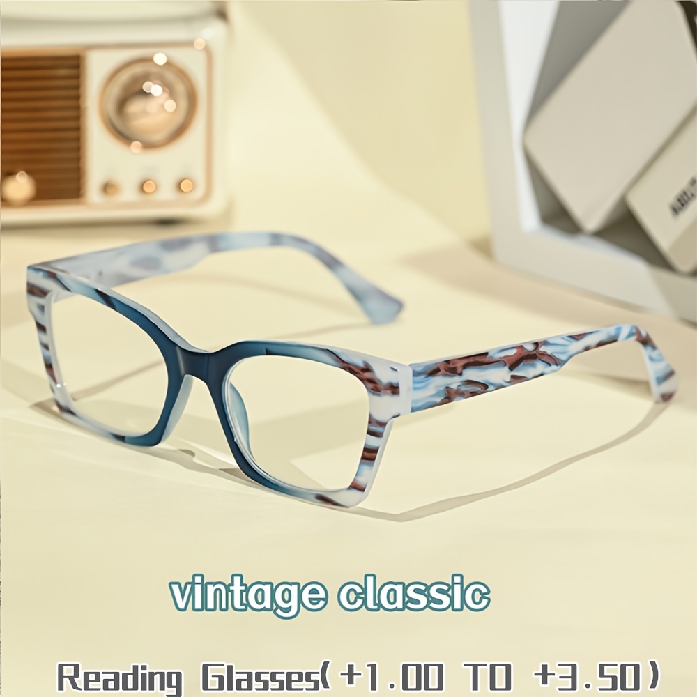 4-Pack Lightweight Square Frame Vintage Reading Glasses