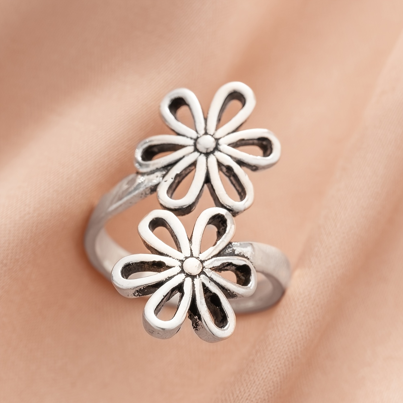 1pc Women's Individual Ring, Retro Easy Floral , Daily Jewelry Accessory