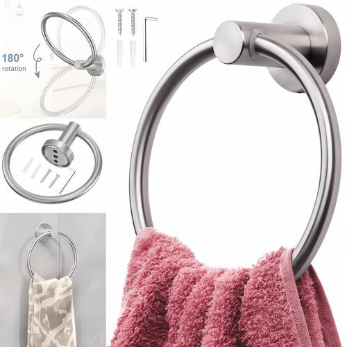 towel holder for bathroom wall towel ring hand towel holder heavy duty towel hanger for bath kitchen round wall mounted towel rack thicken ring towel holder hardware set 1 2pcs
