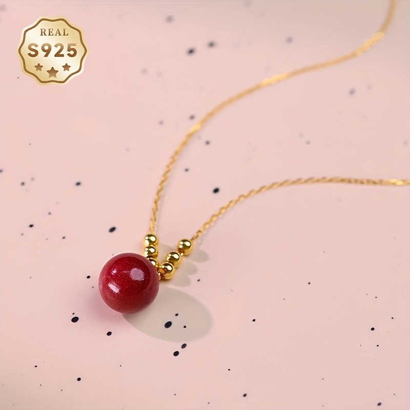 Red Cinnabar Necklace with Stylish S925 Silver Pendant