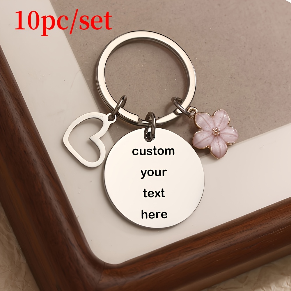 TEMU 10 Piezas de Llaveros Personalizados de Acero Inoxidable Grabados, Llaveros Redondos para , Regalo Ideal para , , Hija, , Padre, , Grabado