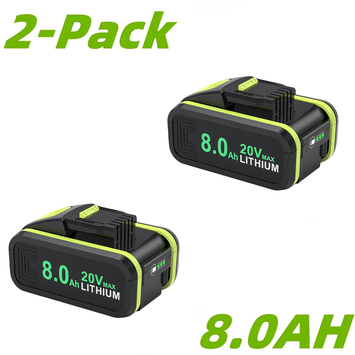 Image of 1/2/4pack Wa3553 20v 8.0ah Replacement For Wa3014 Wa3551 Wa3556 Wa3570 Wa3572 Wa3641 Rw9351.1 Lithium-ion Battery, Compatible With 20v Wox Wx390 Wx176 Wx178 Cordless Power Tools