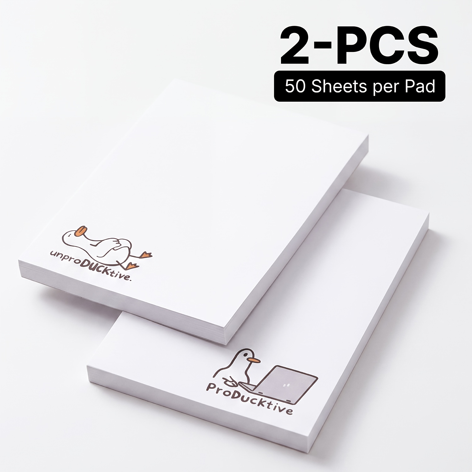 2pcs Sticky Notes, 100 Sheets Total, Cute Minimalist Memo Pads, Self-adhesive Reminder Notes, Blank Notepad For Office School Home Desk Supplies