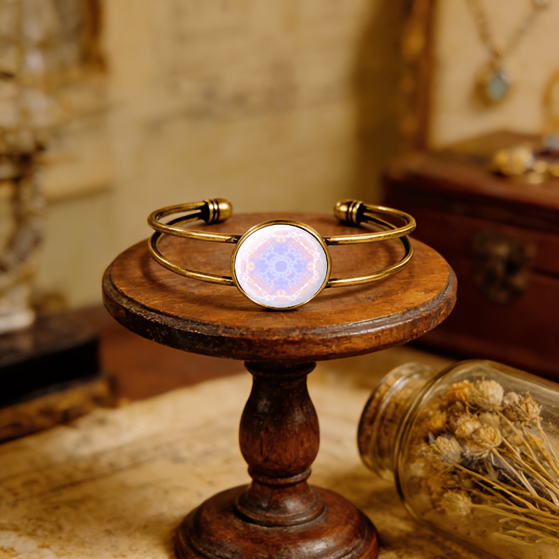 Women's Antique Cyan Double-layer Adjustable Open-end Bangle