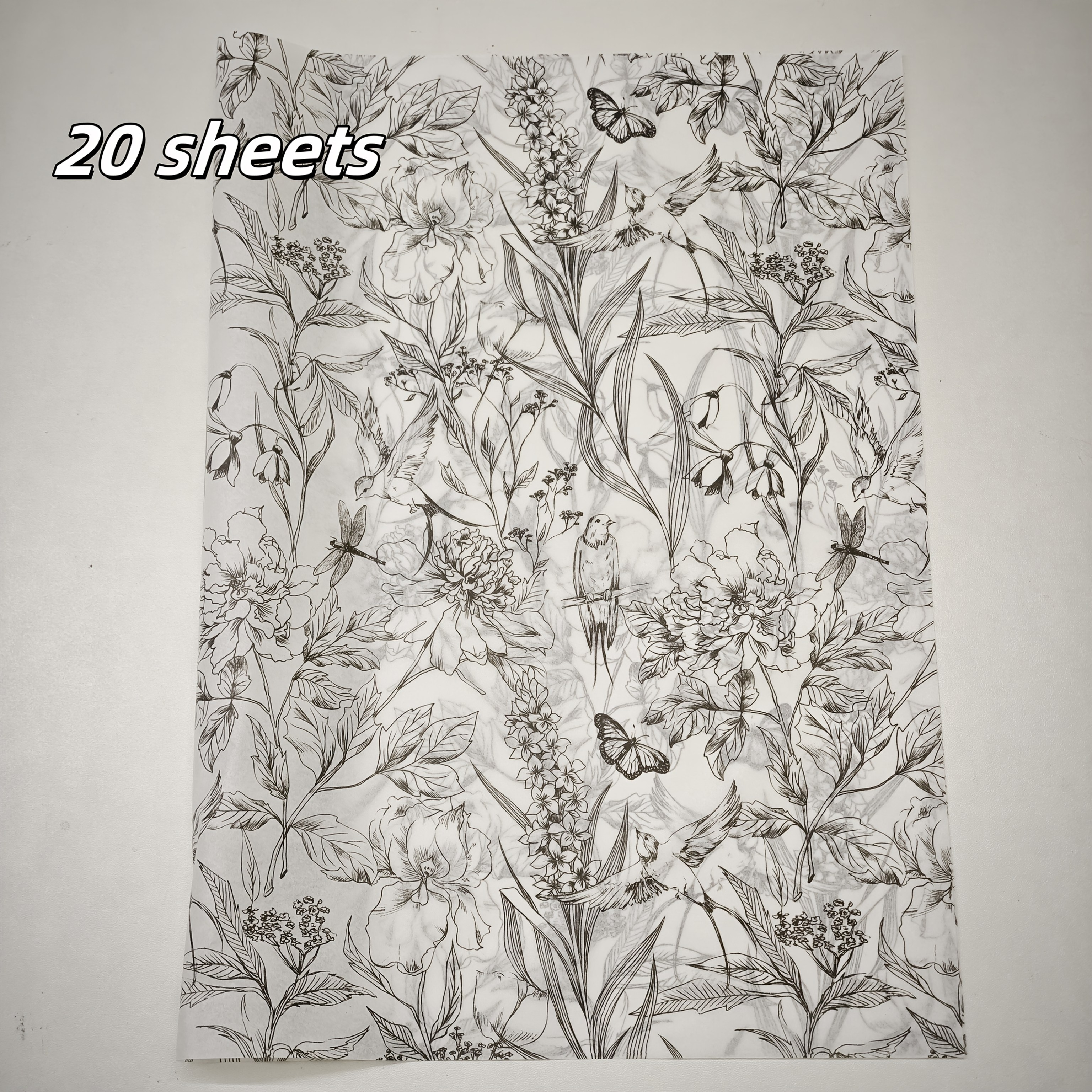E-shop 20/60 Blatt, gemustertes Seidenpapier, -Blumenmuster 20x14 Zoll, dünnes Papier, geeignet für Geschenkverpackung, feuchtigkeitsgeschützte