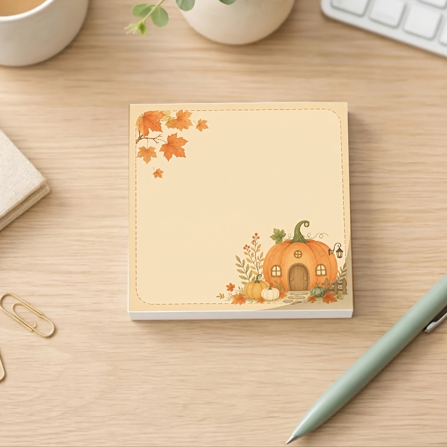 TEMU Autumn And Memo Pad | Cozy Fall Aesthetic Desk Notepad | To-do List, Journaling, And Message Writing Pad | Multifunctional Stationery For Study