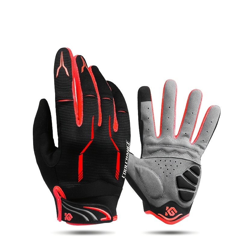 TEMU Gants de cyclisme intégraux avec coussinets GEL, automne-hiver, gants de vélo, écran tactile, hommes et femmes, gants de vélo longs, 4 couleurs