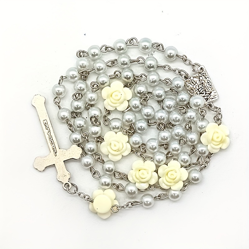 Popular Beaded Rosary Cross Jewelry Additions Necklace