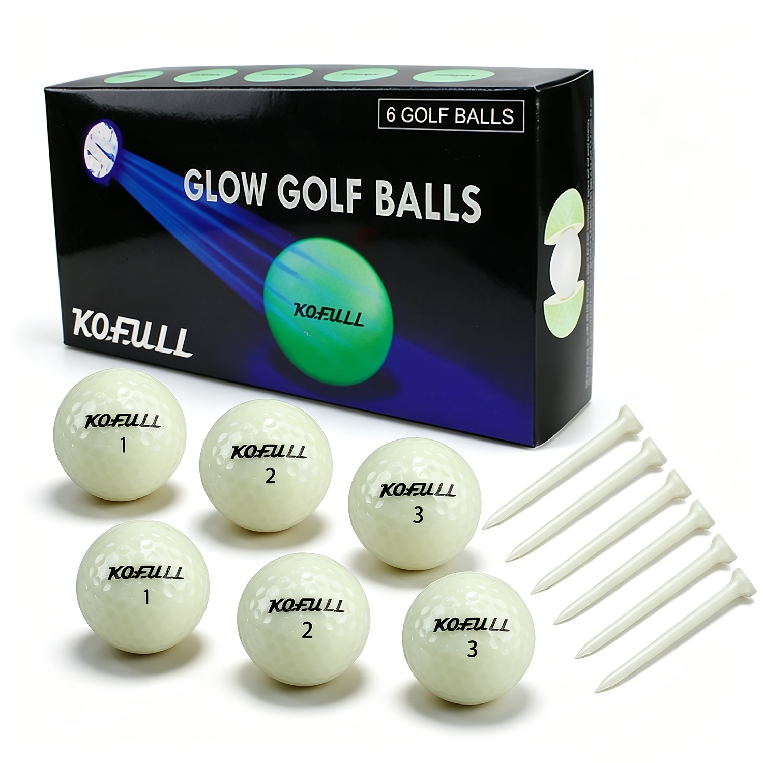 TEMU Crestgolf New Long-lasting Golf Ball 12pcs Gift Set, Includes Fluorescent Golf Balls And 70mm Fluorescent Golf Tees, Long-lasting , High
