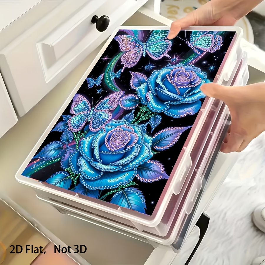 TEMU 1pc Diamond Painting Storage Box, 2d Flat Printing Floral Pattern - Lid-opening Design, Suitable For , Handicrafts, Home, Office - Perfect Gift