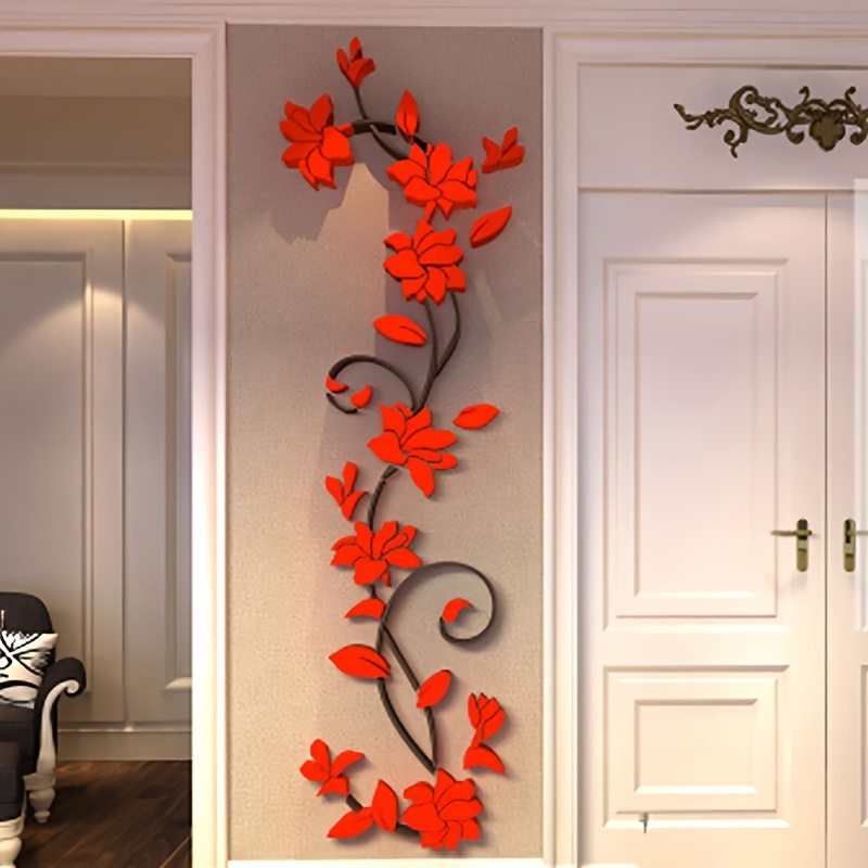 

3d Diy Removable Art Vinyl Wall Stickers Vase Flower Tree Decal Home Decor Home Bedroom Decoration