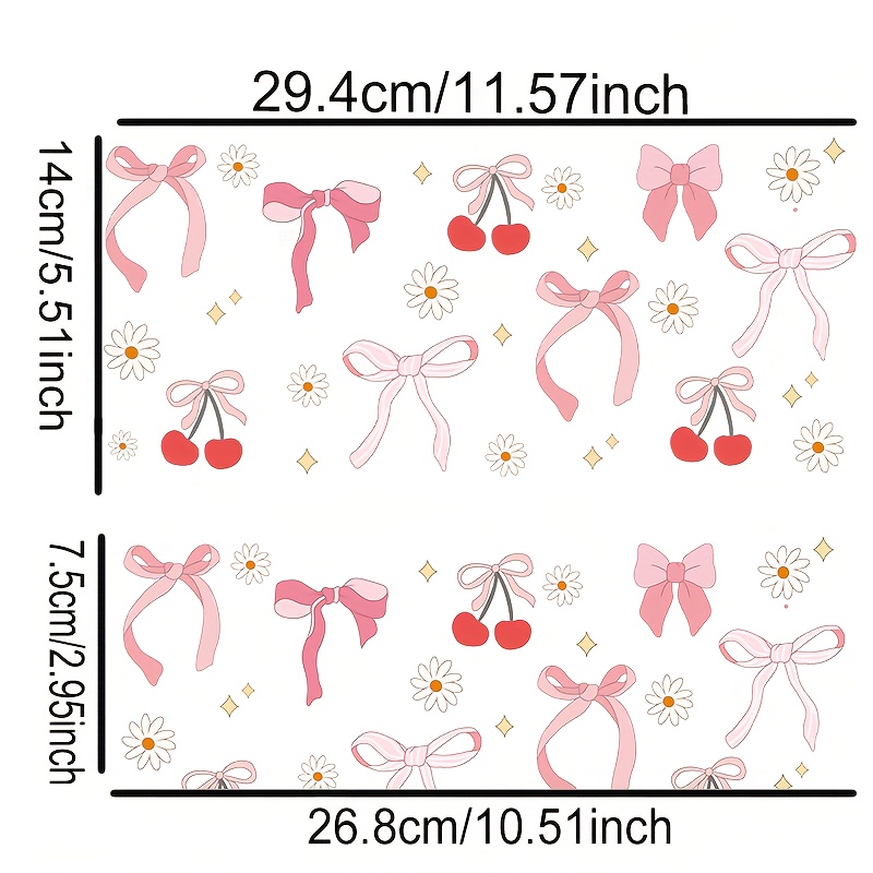 TEMU 2pcs Set Of Uv Dtf Transfer Stickers, Bow Series, For 40oz Glass Tumbler Crystal Pattern - High Quality, Matte, Self-adhesive (cup Not Included)