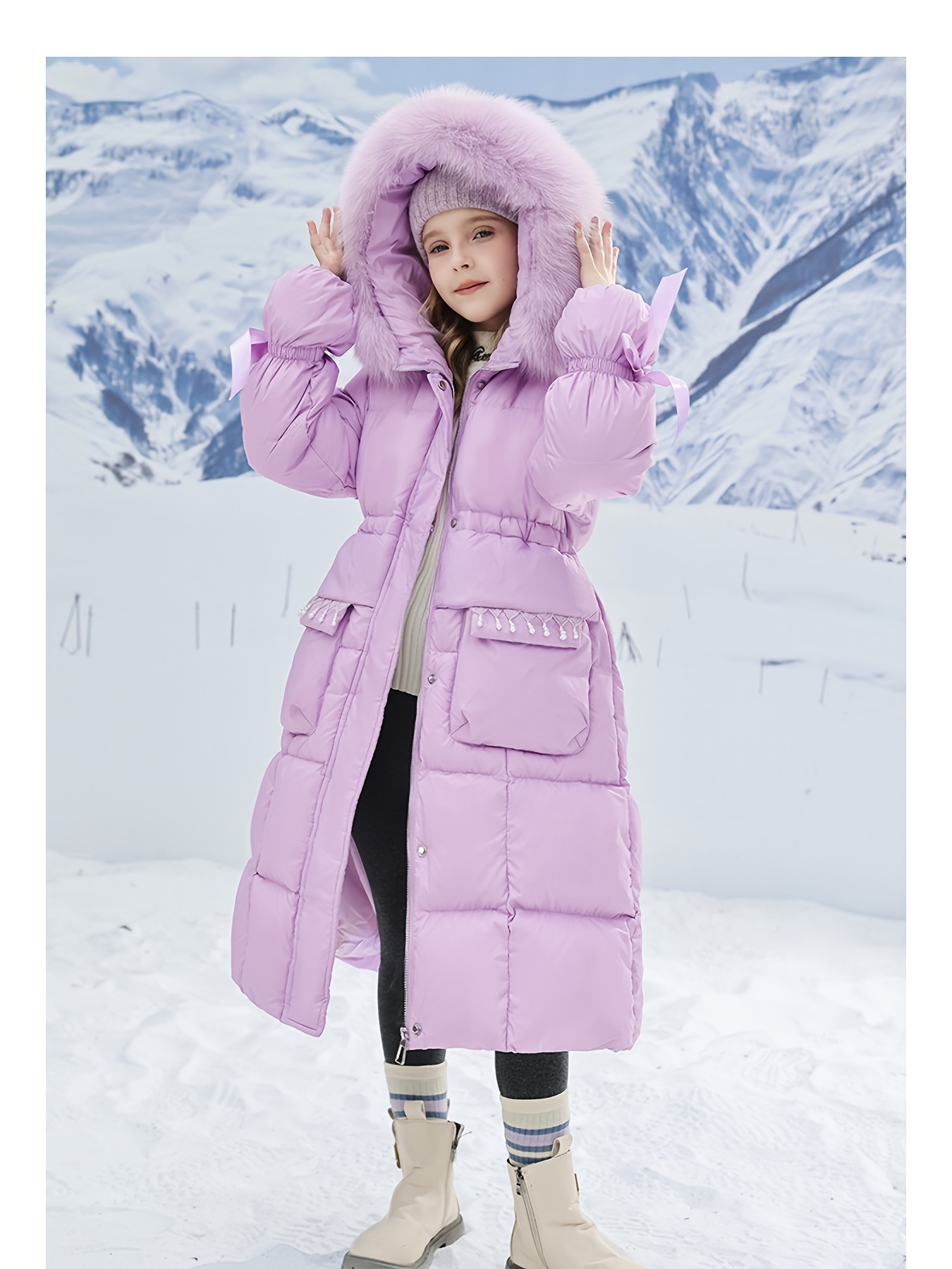 girls elegant winter coat long formal dress Temu Australia - Main Image