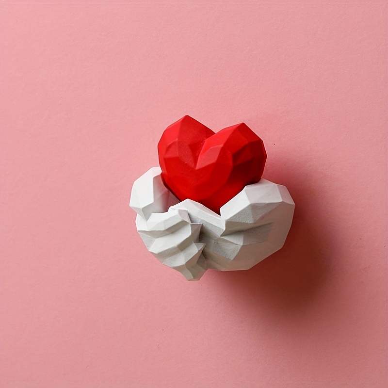 Image of 1pc Heart-shaped Geometric Refrigerator Magnet - Strong, Safe Abs Material For Kitchen & Dining Decor