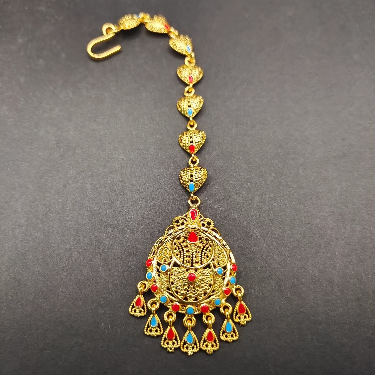 women's vintage indian bridal head chain 24k golden plated Temu