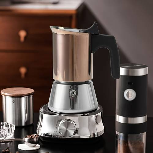 one special gold plated espresso maker pot 304 stainless steel gold plated model used on can be used on the ceramic stove suitable for home office camping luxury