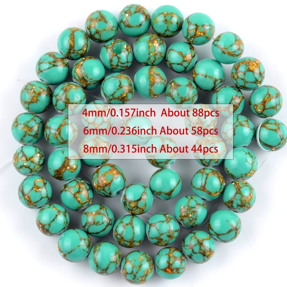 Natural Stone Beads Green Turquoise Beads 4/6/8mm 88/58/44pcs Beads For Jewelry Making Necklace Additions 15inches