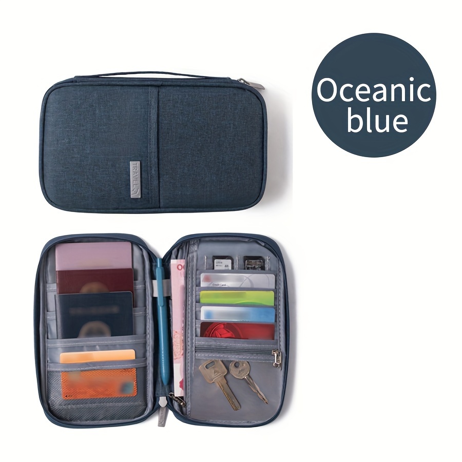TEMU Bolso de Viaje Portátil para Avión, Bolso para Pasaporte, Multifuncional para Documentos de Identificación, Bolso para Tarjetas, Bolso de