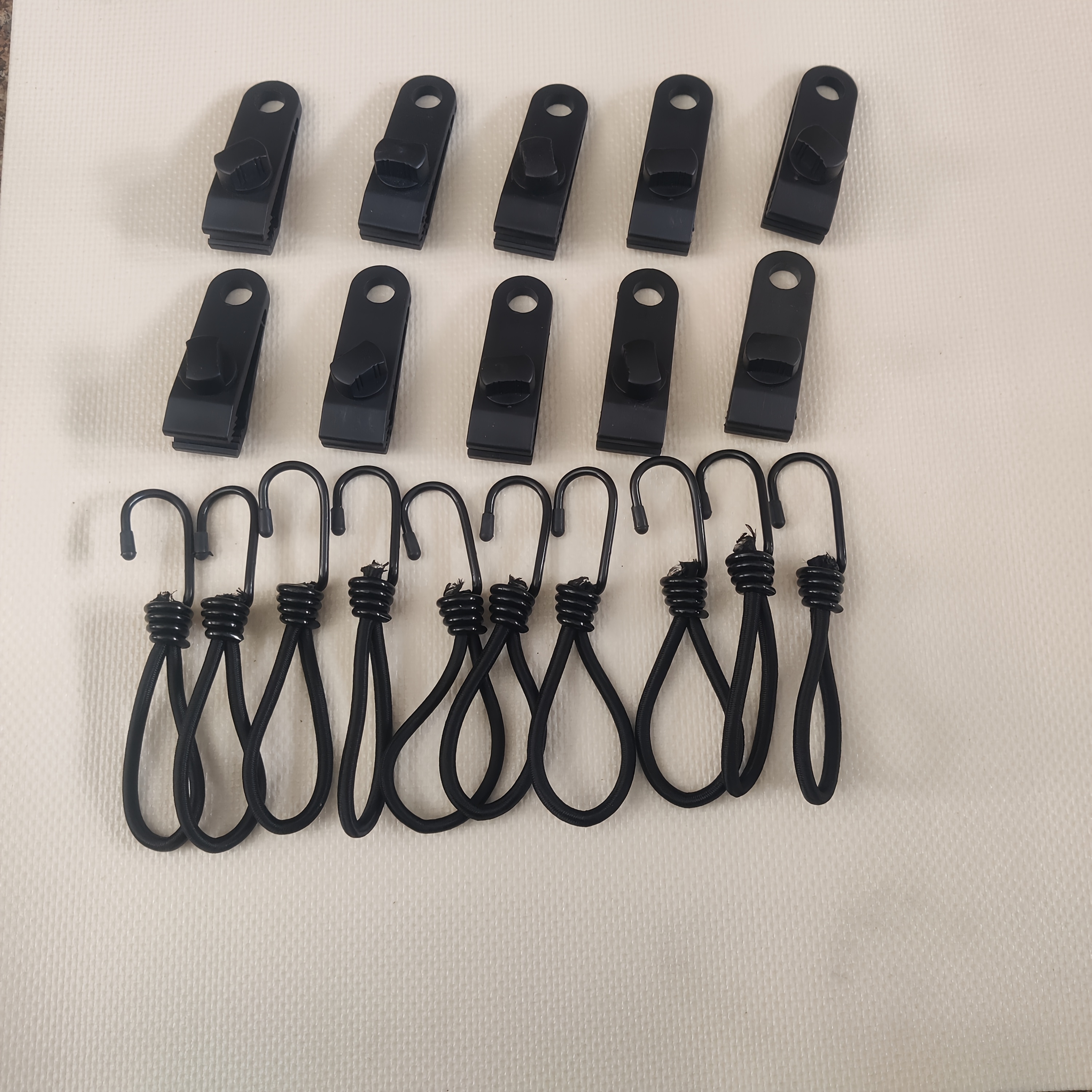 TEMU Lot de 20 pinces de tente d'extérieur avec crochets à corde élastique, accessoires de fixation multifonctionnels de haute qualité pour toile