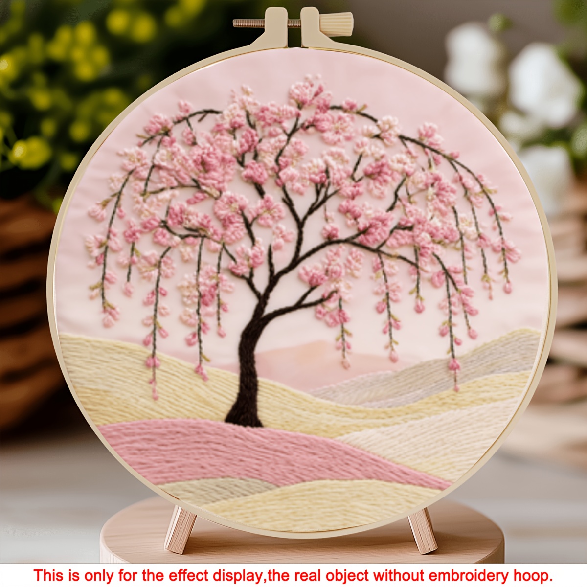 TEMU 1 Set Love Peach Branch Embroidery Kit Suitable For Diy Craft Complete Tool Set With Hoop, Needles, Threads & Patterns - -in- Starter For Adults