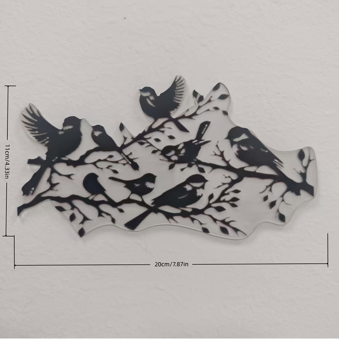 TEMU Art mural plat 2D élégant et facile en acrylique avec des oiseaux et des branches : Idéal pour bureau, maison, cuisine, jardin, etc. - Design