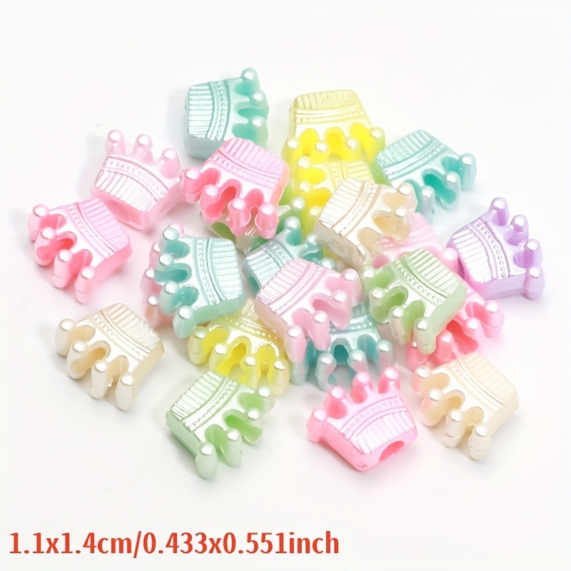 E-shop 100 Stück Bunte Kronen 11x14mm Perlmutt-Acrylperlen für DIY-Schmuck, Halsketten und Ohrringe