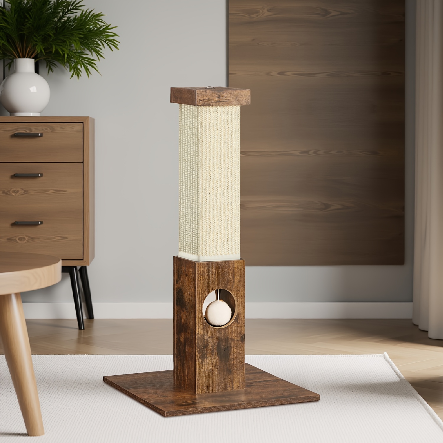 Tree With Plush Toy, Scratching Post, 10 Cm Thick, Scratching Post Made Of Natural Sisal Rope