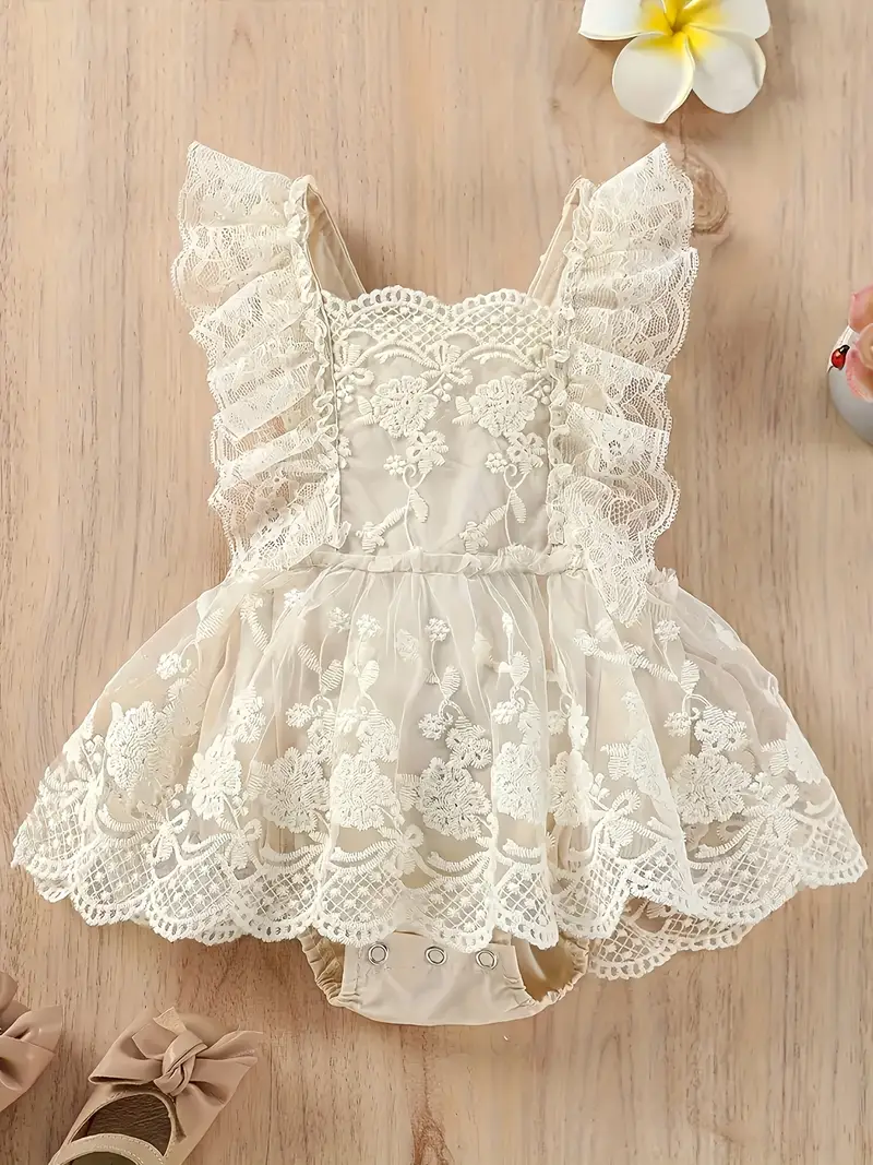 infant beige lace jumpsuit cute baby girl backless birthday - Temu infant beige lace jumpsuit cute baby girl backless birthday - Temu