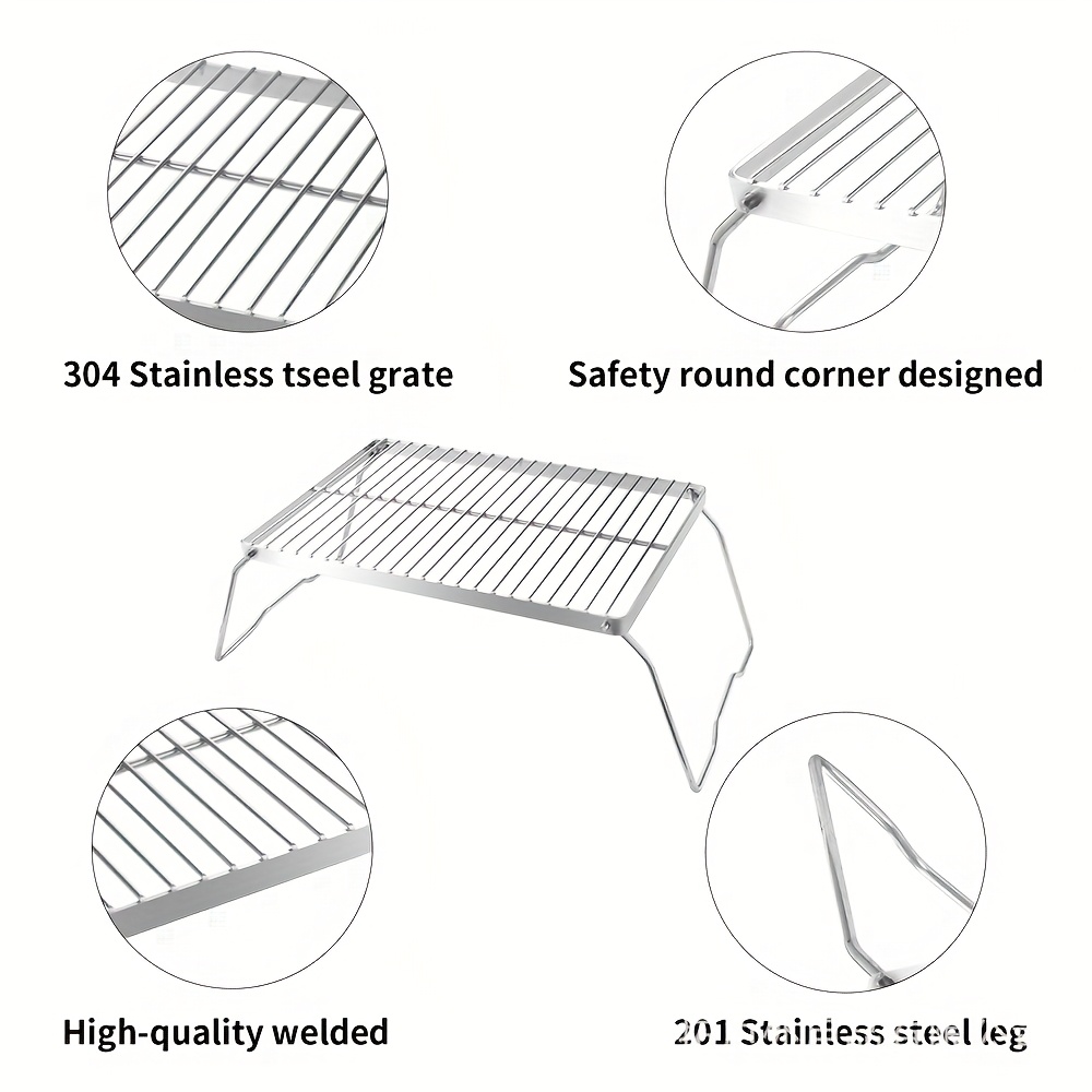 CC Multi-Function Outdoor Grill Rack - Stainless Steel Portable Grill with 2 Burners, 2 Ports & 4 Chairs for Camping, BBQ, Picnics, Tailgating - Durable Lightweight Design for Gas, Electric, Charcoal Grilling, Grills for Cooking, Picnic Essentials, Modern Grilling System, Sturdy Construction