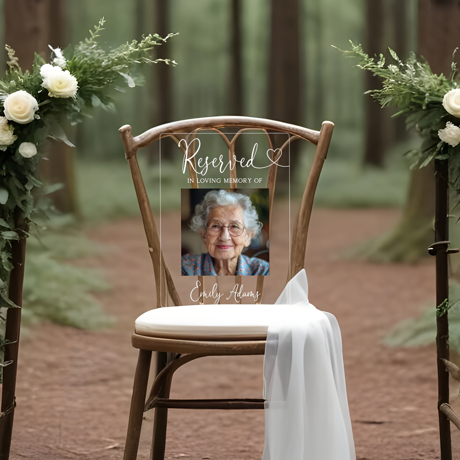 

Personalized Acrylic Memorial Plaque - 'in Loving Memory' Tribute, Elegant Wedding Decor & Condolence Gift