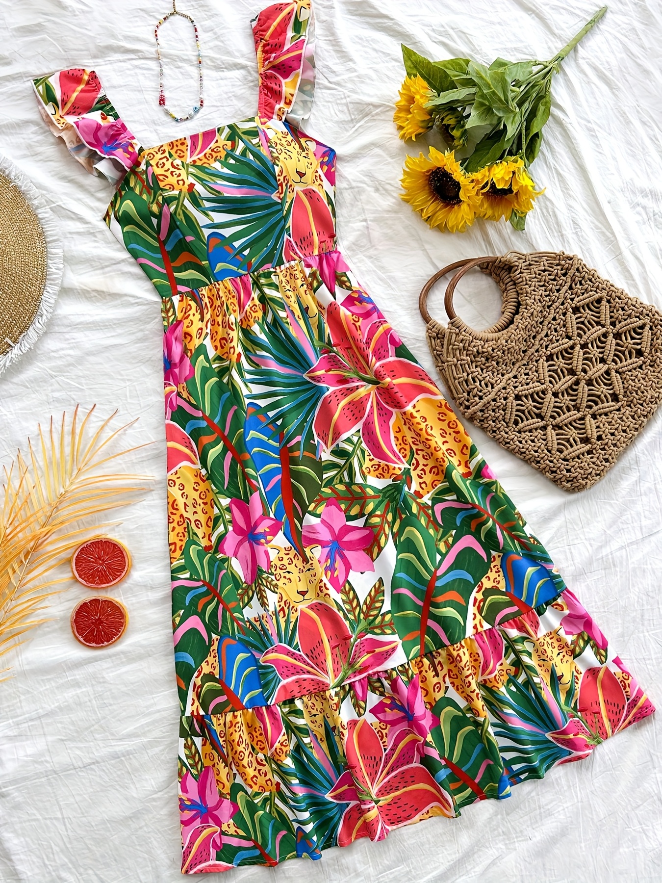sachin and babi light blue dress Womens Dresses Zulily Dresses Women's Floral Print Maxi Dress With Deep  V-Neck Flare Sleeves