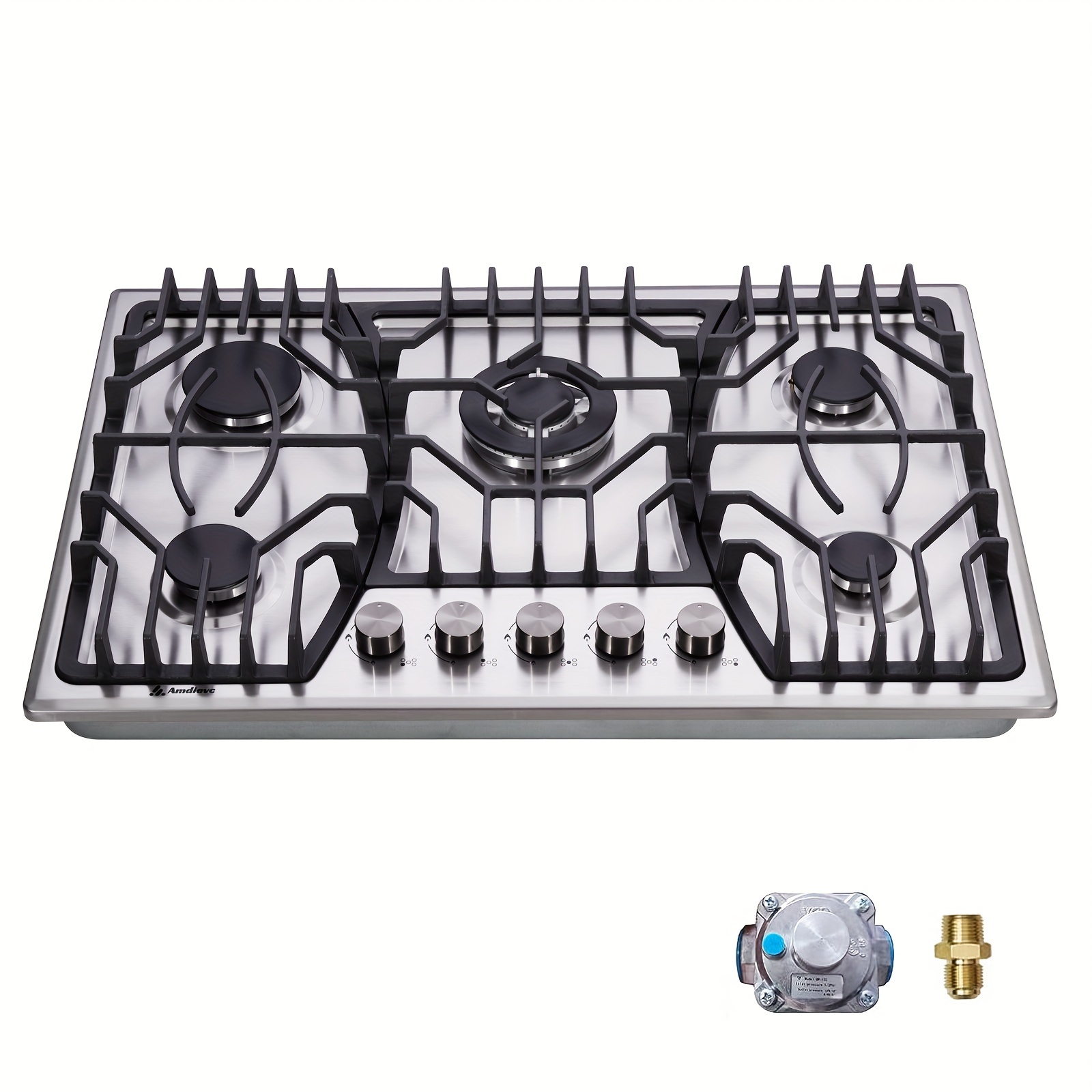 

5 Burner 30 Inch With Thermocouple Protection, Stainless Steel Gas Stove Top For Kitchen, Natural Gas/propane Gas Convertible