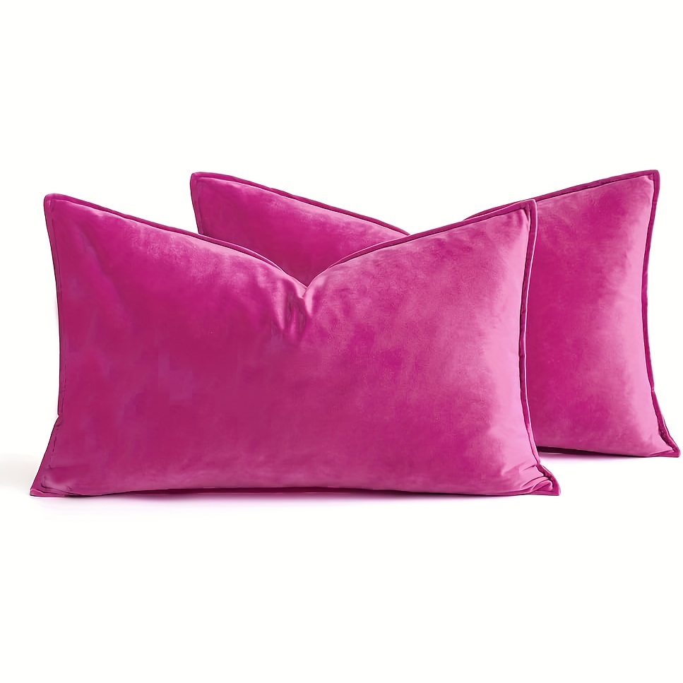 2pcs, Decorative Velvet 12x20inch Throw Pillow Cover With Flanged Edges, Cover Soild Rectangle Cushion Case For Sofa Bedroom Car (no Pillow Core)