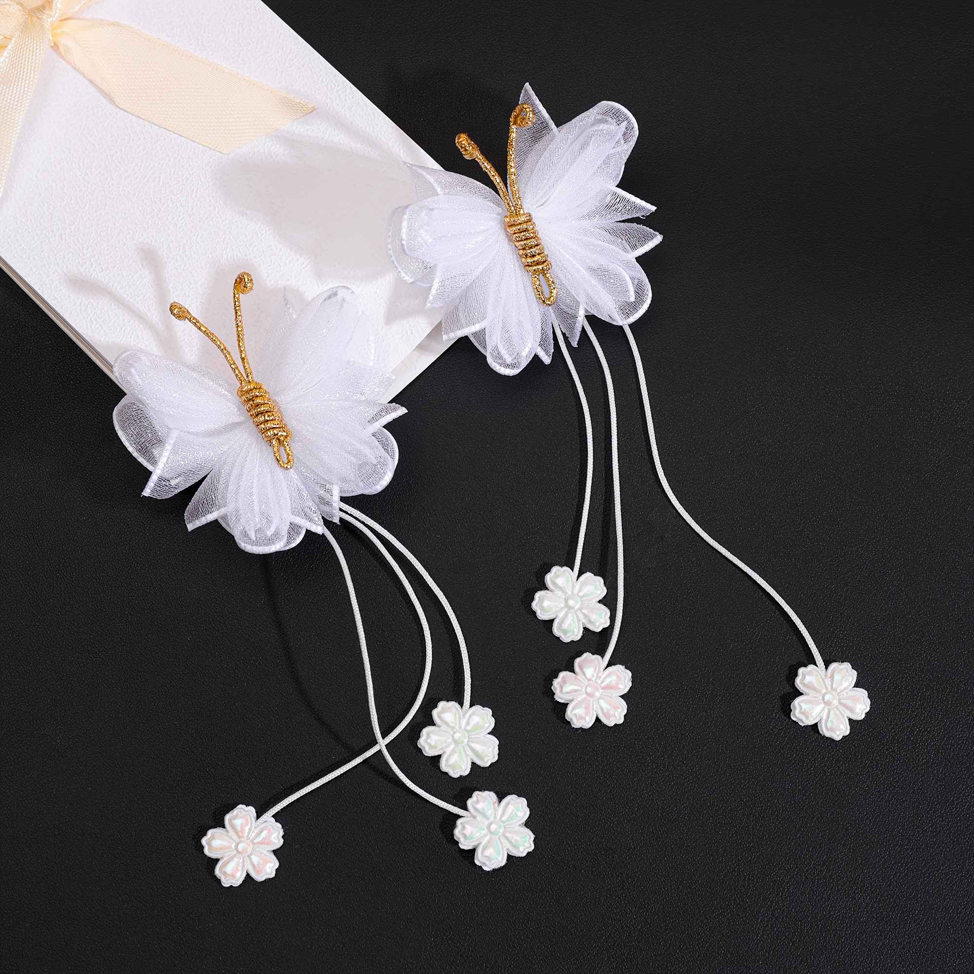 E-shop 2 Stück Tüll-Schmetterlings-Haarspangen für Damen – Elegante Blumen-Haarclips, rutschfeste Haaraccessoires für Party-Outfits und Verkleidung