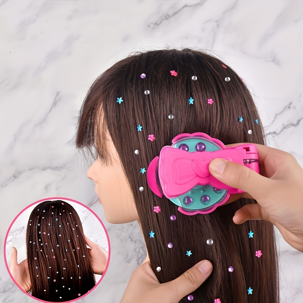 hair additions stamper set no battery   glam styling for girls load click glitter feature ideal gift for birthdays halloween christmas thanksgiving