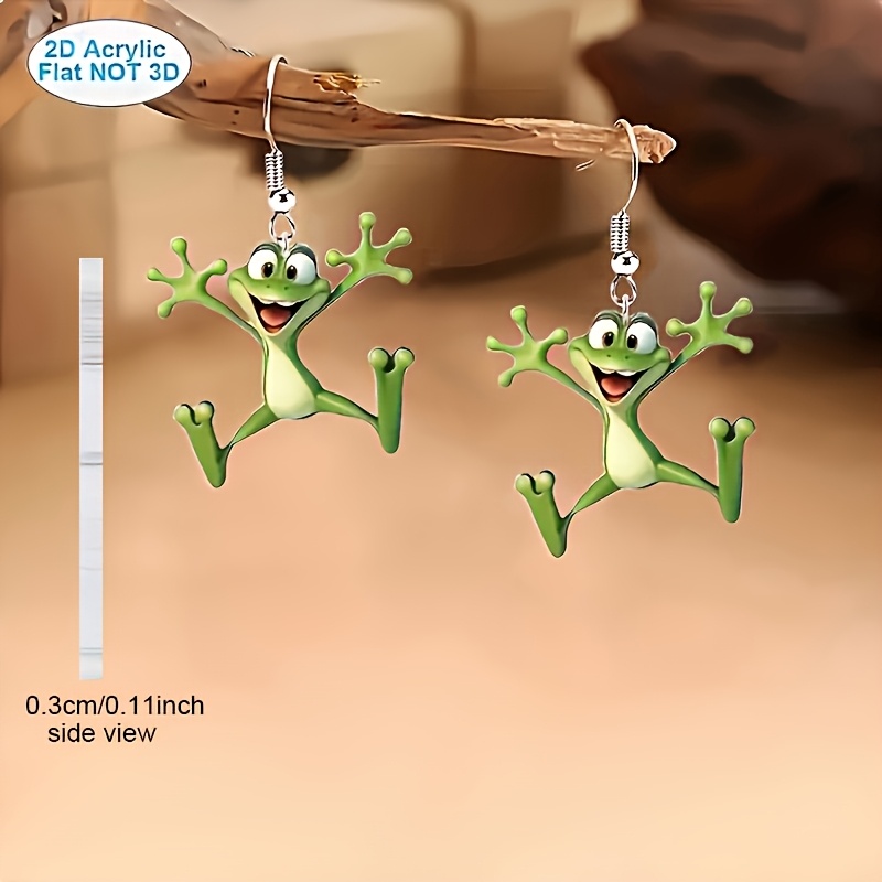 TEMU 2d Flat, 2d A Pair Of Cute And Fun Frog Earrings, Suitable For Or Parties, Making Them An Ideal Gift For Festivals.