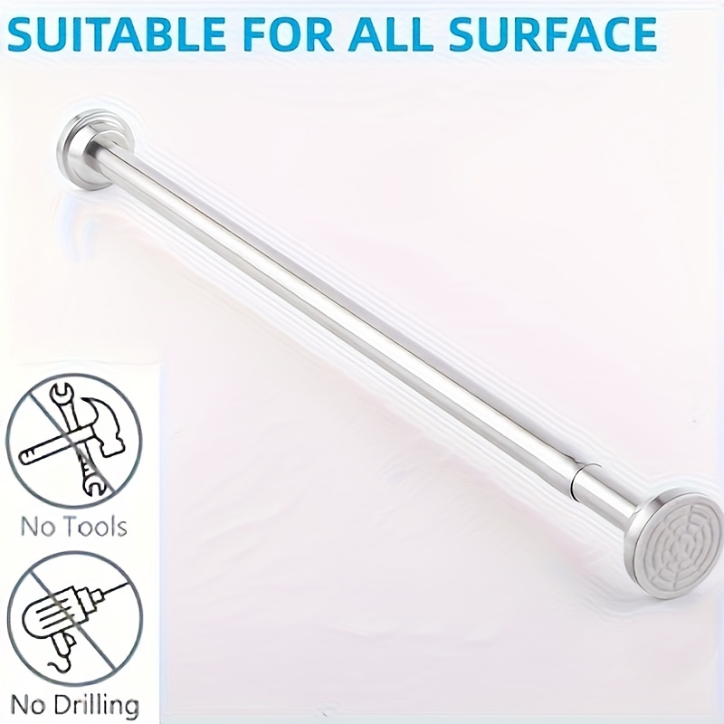 1set stainless steel shower curtain rod adjustable tension curtain rod various combinations no drill stainless steel spring clothes hanging bar rail for bathroom closet wardrobe