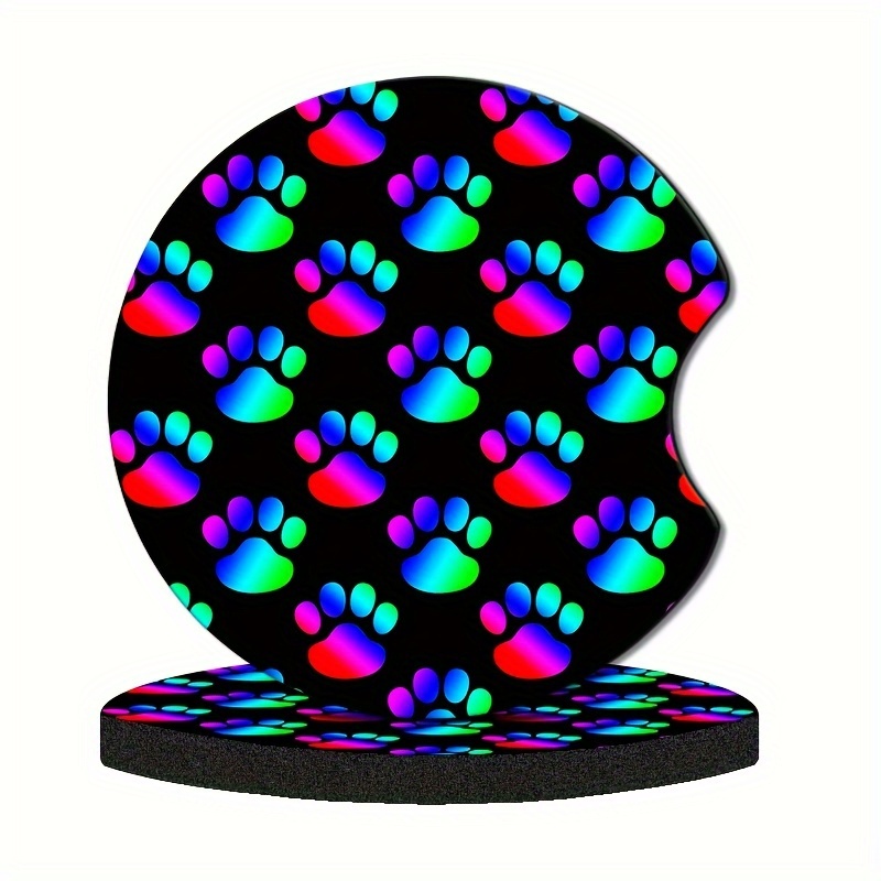 2 Pack German Shepherd Ceramic Car Coasters - 2.56 Inch Absorbent Cup Holder Inserts