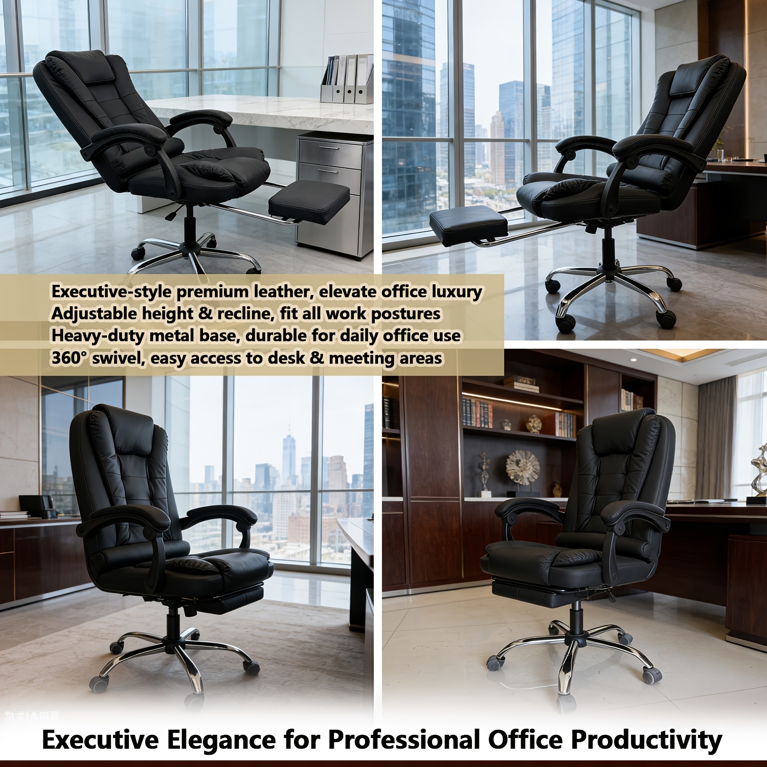 Ergonomic Office Chair, Adjustable Desk Chair, Reclining Swivel Computer Chair with Armrests, Suitable for Gaming, Home Office, And Office Use