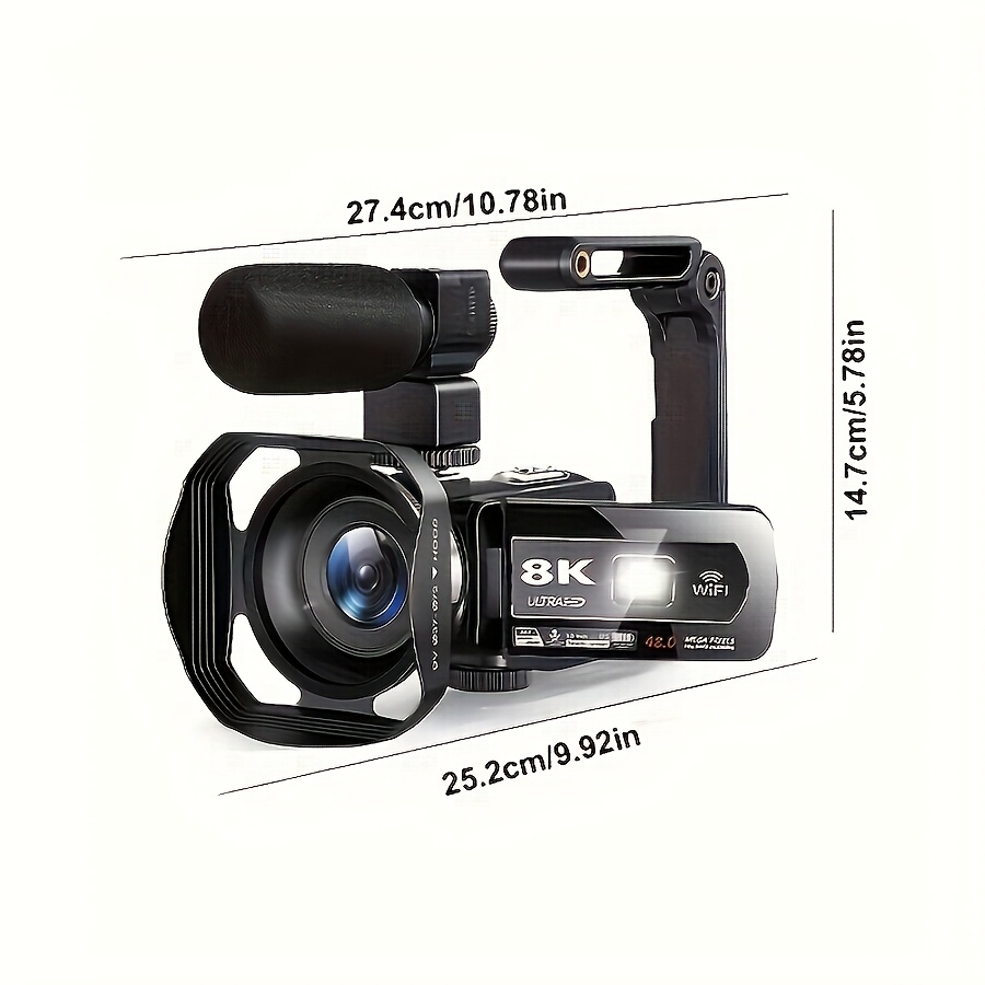 Alternative view of Cámara Digital Mejorada 8K Full HD, Compatible con WiFi, Batería de 1500mAh, Tarjeta SD de 32GB, Cámara Digital…